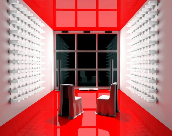 Roter TV-Raum — Stockfoto