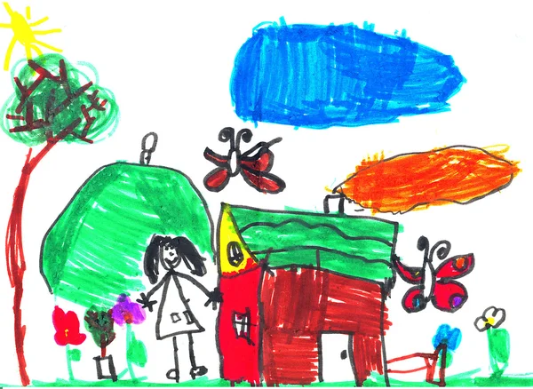 Dla dzieci rysunek na papierze — Zdjęcie stockowe