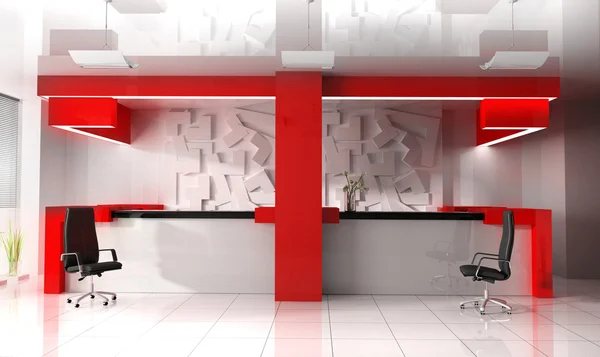 Red reception in modern hotel — Stock Photo, Image