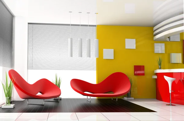 Red sofa in cafe — Stock Photo, Image