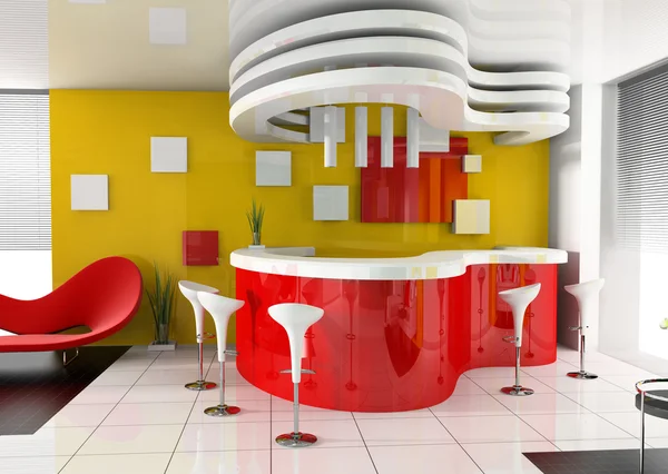 Red reception in modern hotel — Stock Photo, Image