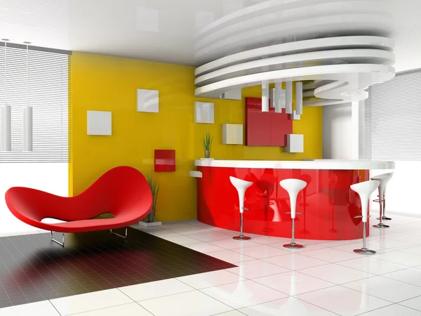 Röd mottagning i moderna hotell — Stockfoto