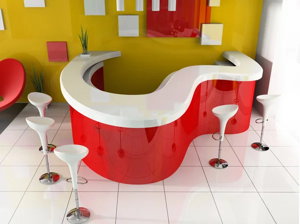 Red reception in modern hotel — Stock Photo, Image