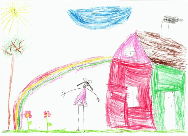 Dla dzieci rysunek na papierze — Zdjęcie stockowe