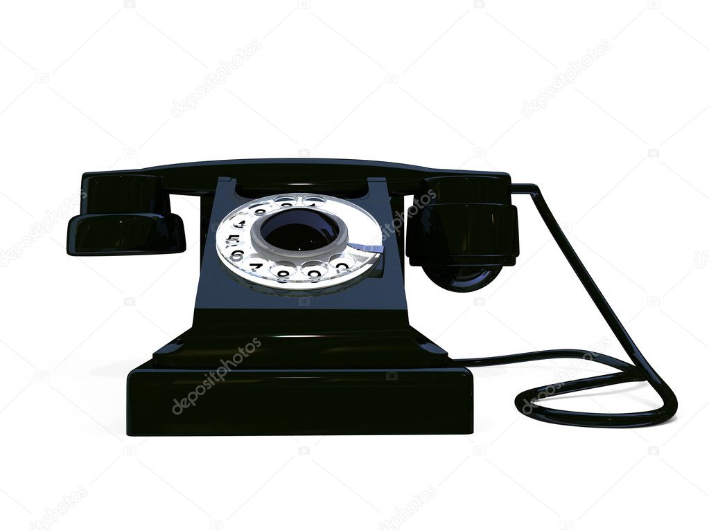 Black retro telephone