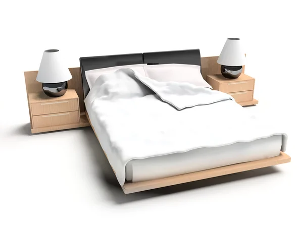 Ліжко на білому тлі — стокове фото