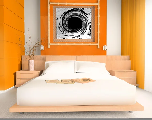 Oranje slaapkamer — Stockfoto