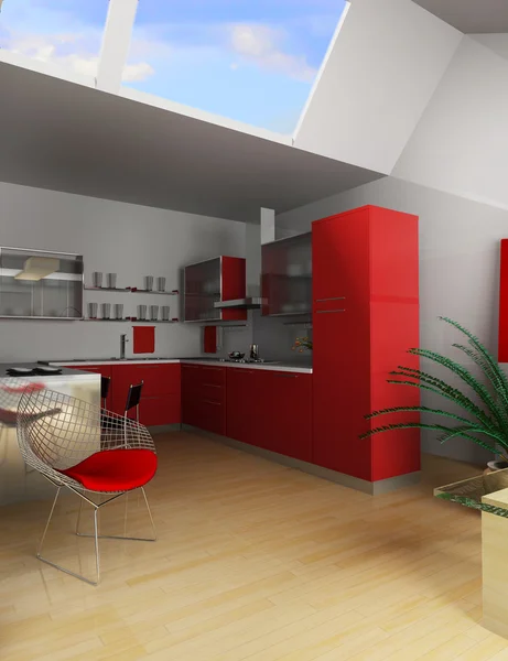 Rote Küche — Stockfoto