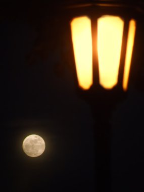 Street lamp and full moon clipart