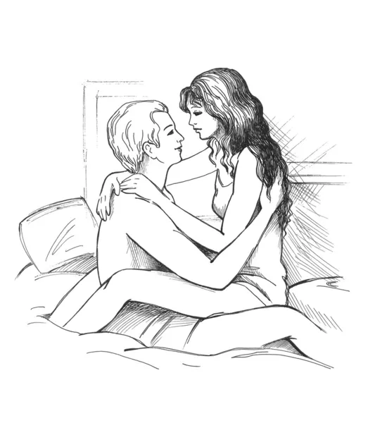 Couple in the bedroom — Stock Photo, Image
