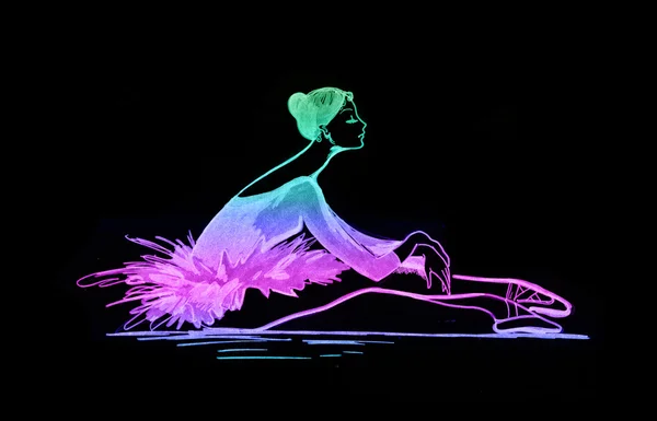 Χρωματιστά μπαλέτου χορευτής σιλουέτα — Φωτογραφία Αρχείου