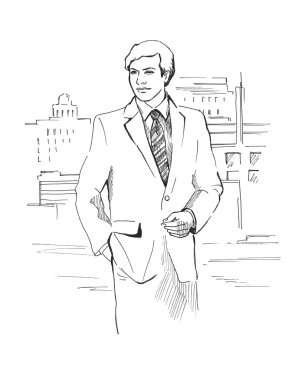 Businessman in the city clipart