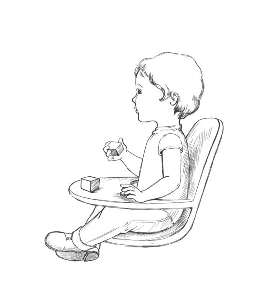 Bebê sentado na cadeira pequena — Fotografia de Stock