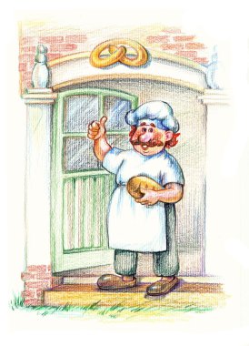 Baker in white apron clipart