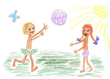 Children and ball clipart