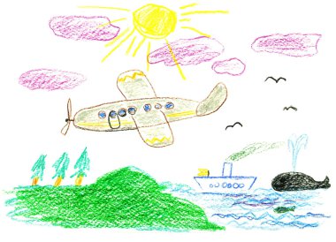 Child's bright drawing clipart