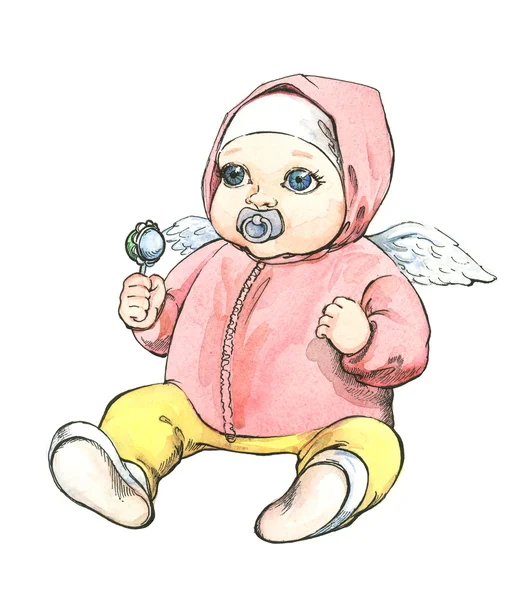 Dziecko ze skrzydłami — Zdjęcie stockowe
