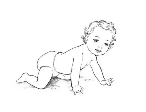 Pequeno bebê se arrasta — Fotografia de Stock