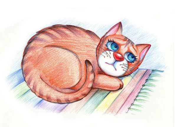 카펫에 누워 슬픈 배고픈 고양이 — 스톡 사진