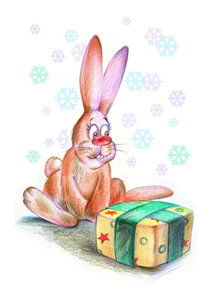 Funny Christmas rabbit — Stock Photo, Image