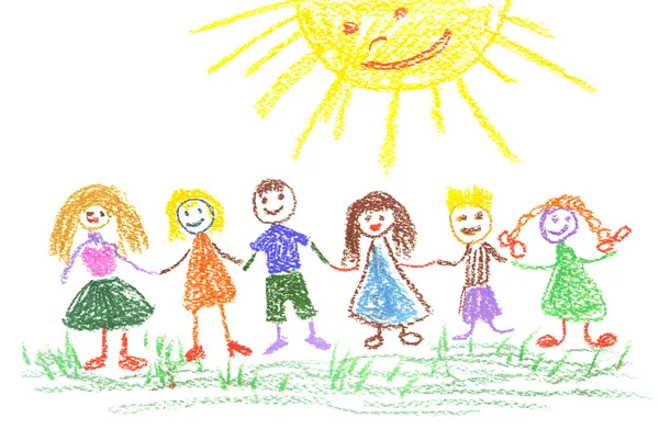 夏季的一天，孩子的绘图 — 图库照片