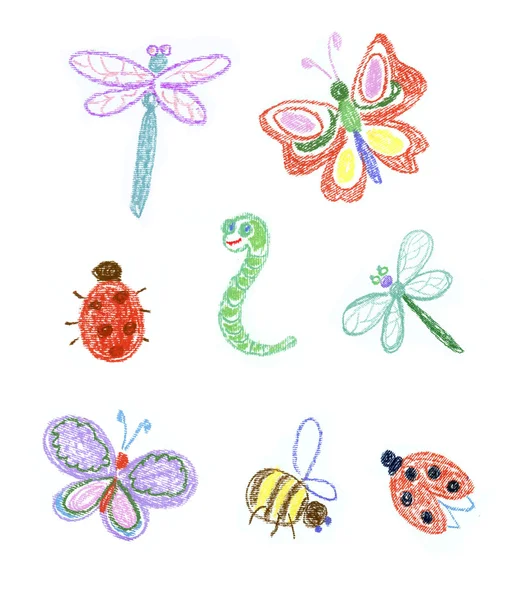 Kid's illustration of insects — Stock Photo, Image