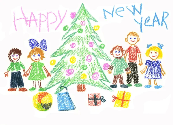 As crianças celebram o Ano Novo Imagens De Bancos De Imagens