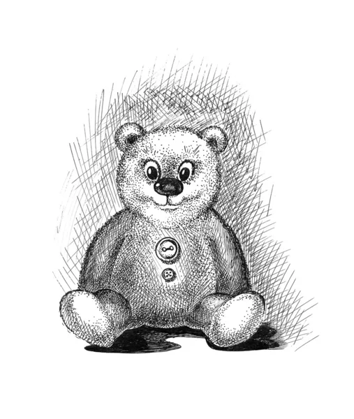 Милий плюшевий ведмедик ескіз — стокове фото