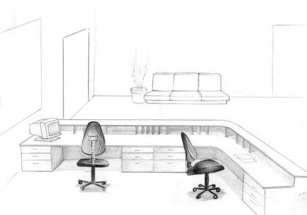 Office sketch — Stock Photo, Image