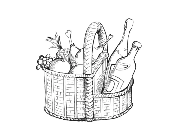 与食品篮子 — 图库照片