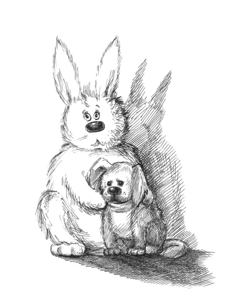 Кролика й собаки Стокове Зображення