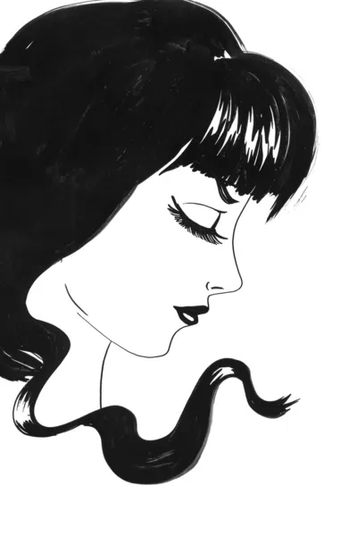 Meisje portret met zwarte haren — Stockfoto