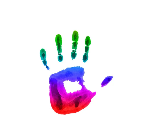 Gekleurde handafdruk — Stockfoto