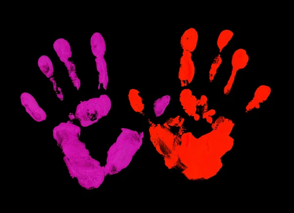 Фиолетовый и красный отпечатки пальцев — стоковое фото