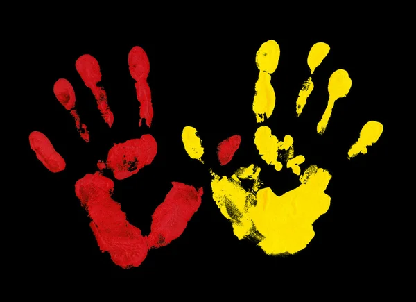 Желтый и красный отпечатки пальцев — стоковое фото
