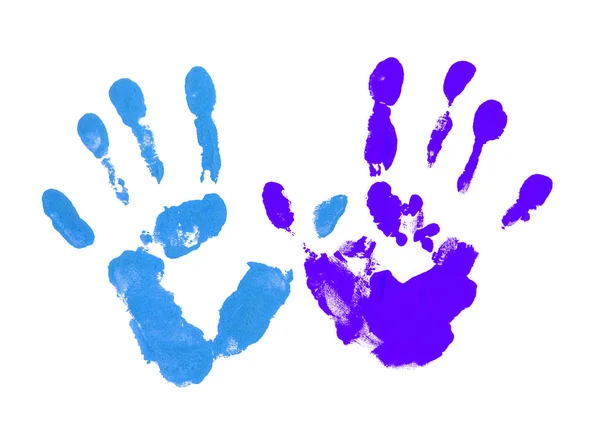 Färgade blå fingrar på vita — Stockfoto