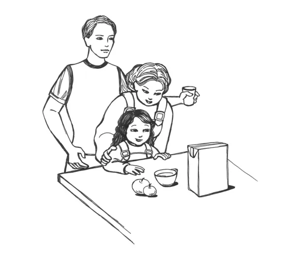 Семья за столом — стоковое фото
