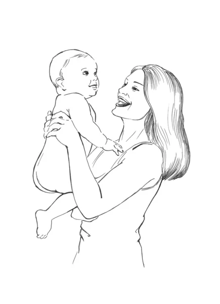 Zdravé dítě a šťastná maminka — Stock fotografie