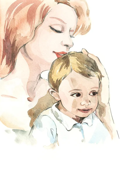 Mor med barn — Stockfoto
