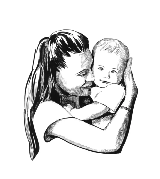 Mutter-Kind-Illustration — Stockfoto