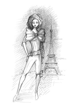 Beautiful girl in Paris clipart