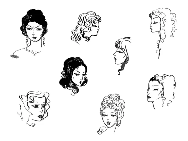 Eight heads of girls — Stock Photo, Image