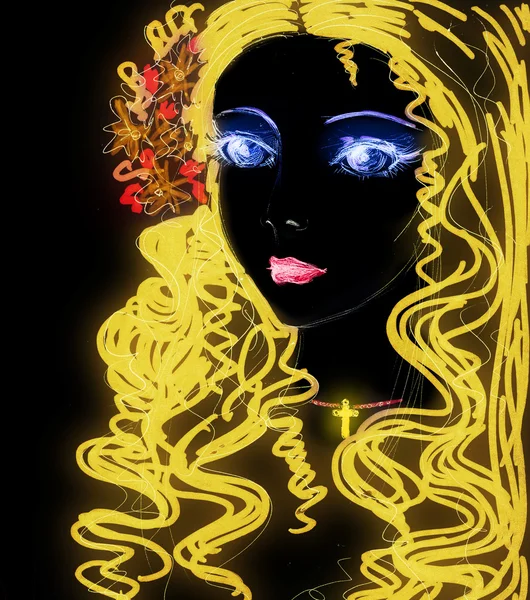 노란 머리와 아름 다운 여자 — 스톡 사진