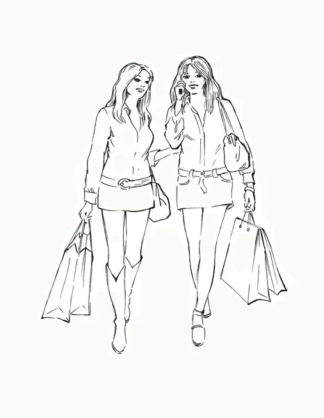 Две девочки в магазине — стоковое фото