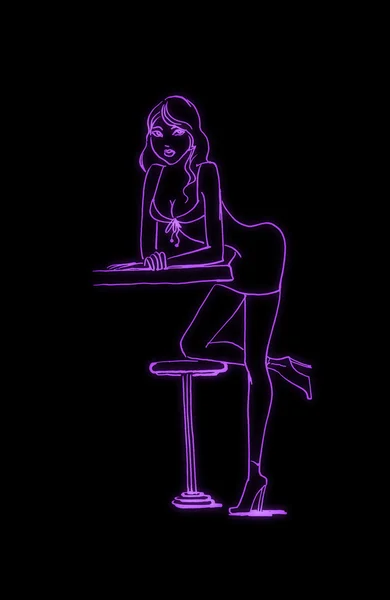 Desenho menina colorida no bar — Fotografia de Stock