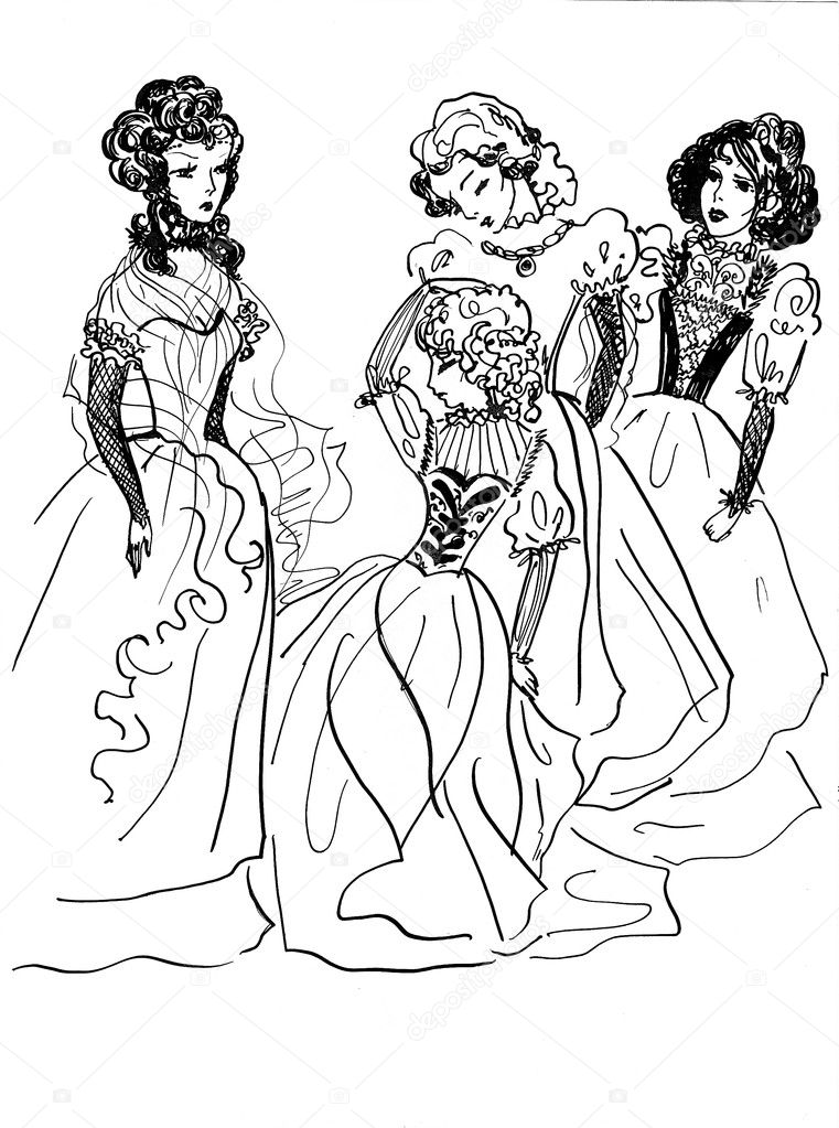 Group of noble ladies.