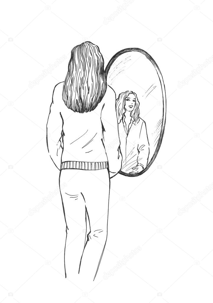 Girl near the mirror