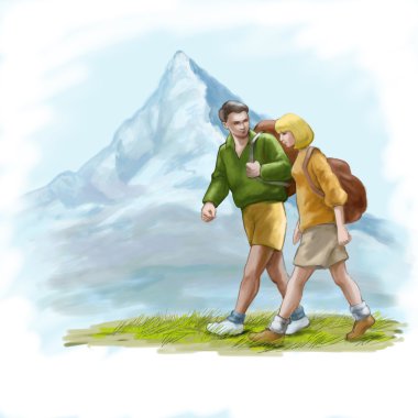 Two tourists clipart