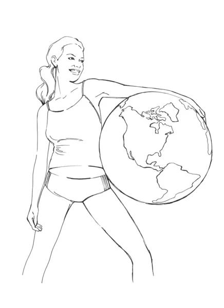 Les femmes avec un globe — Photo