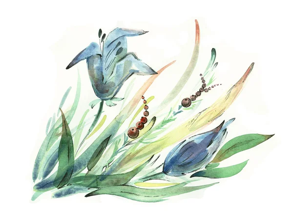 Akvarel blomster - Stock-foto